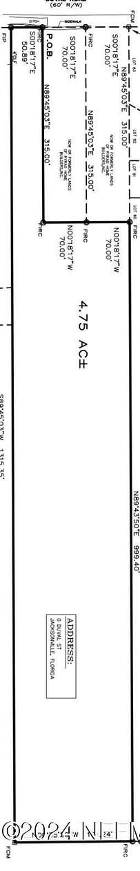 4.75 Acres of Residential Land for Sale in Jacksonville, Florida