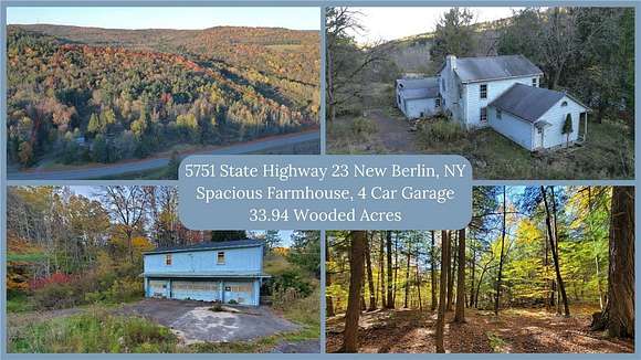 33.94 Acres of Recreational Land with Home for Sale in New Berlin, New York