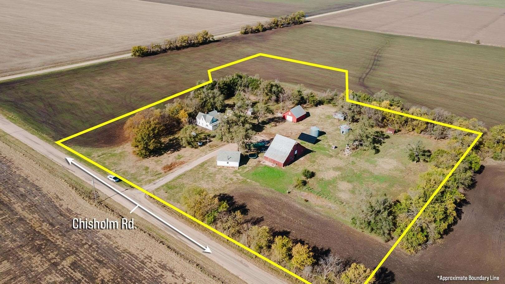 5.4 Acres of Residential Land with Home for Auction in Canton, Kansas