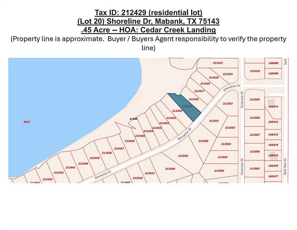 0.45 Acres of Residential Land for Sale in Mabank, Texas