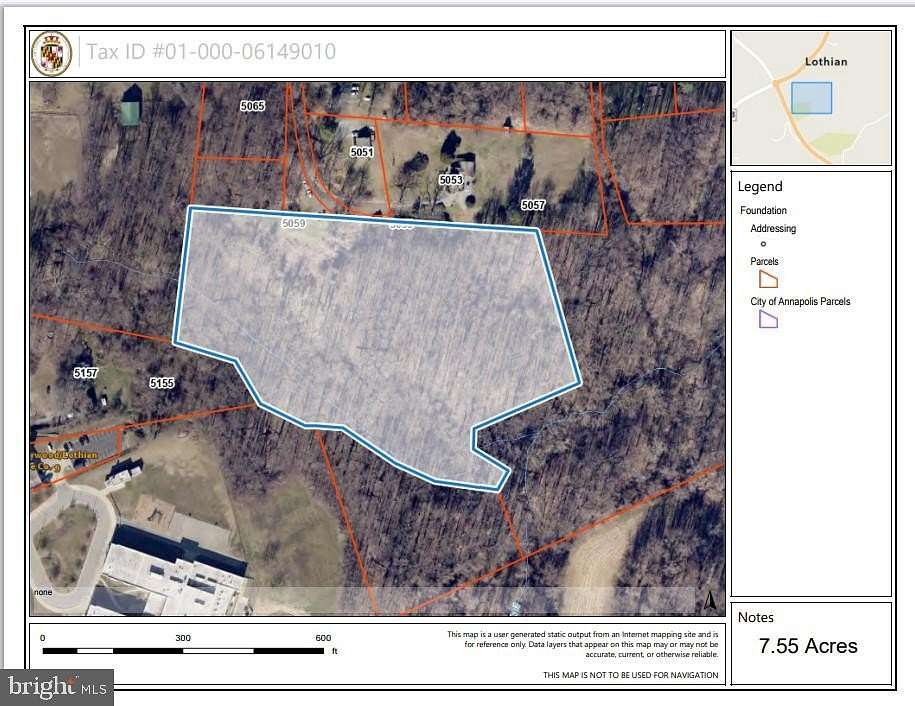 7.55 Acres of Residential Land for Sale in Lothian, Maryland