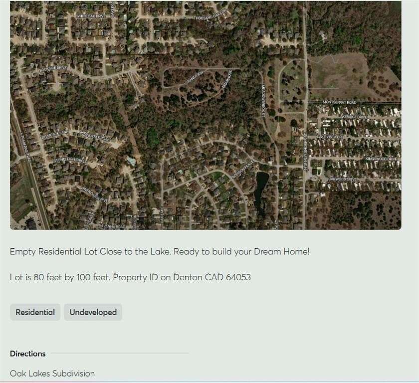 0.184 Acres of Residential Land for Sale in Lake Dallas, Texas