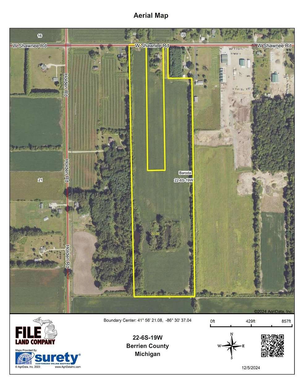 32 Acres of Land for Sale in Baroda, Michigan