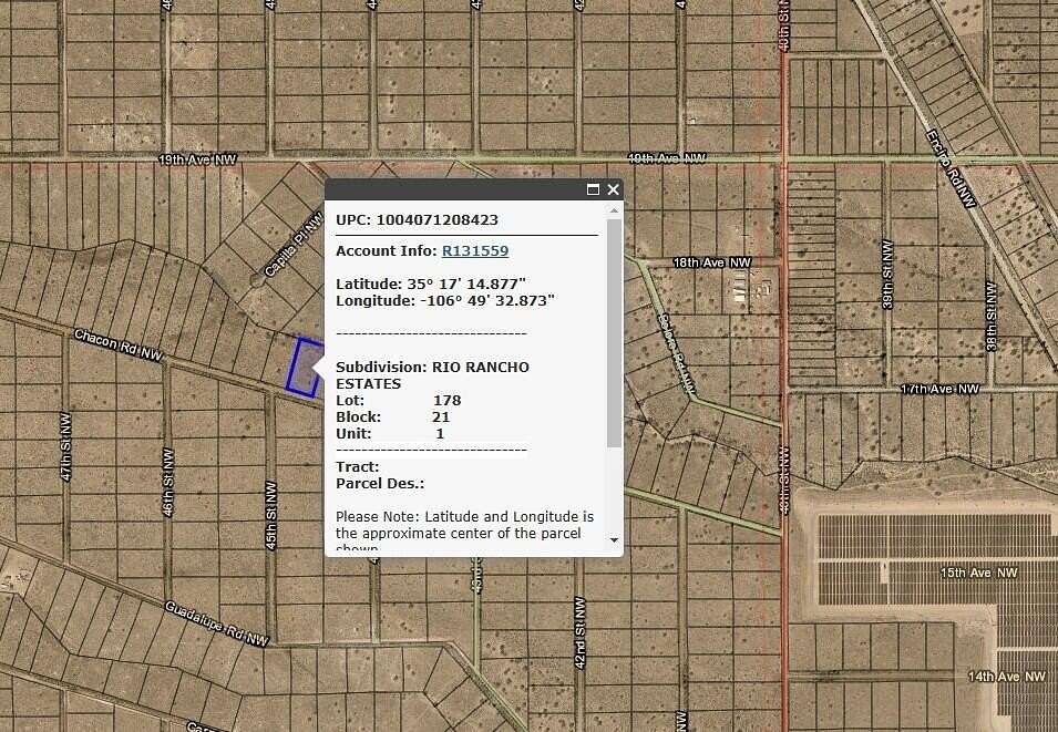 1 Acre of Land for Sale in Rio Rancho, New Mexico