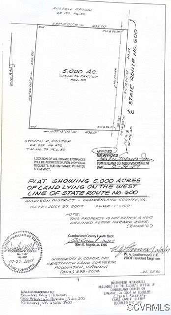 5 Acres of Land for Sale in Cumberland, Virginia