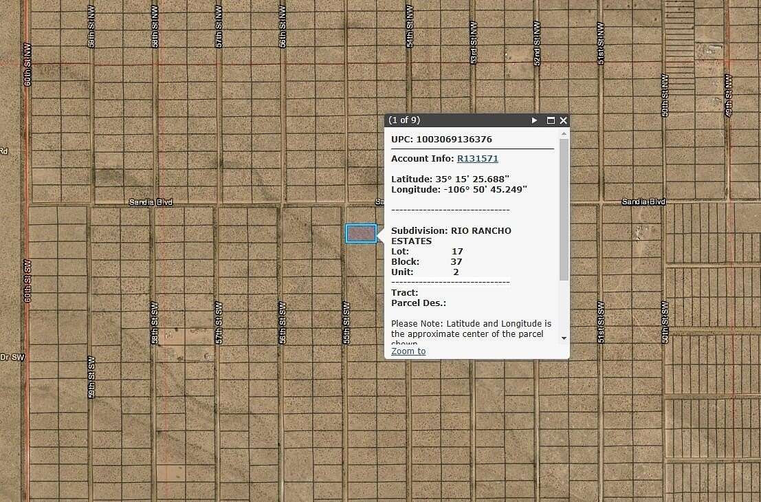 1 Acre of Land for Sale in Rio Rancho, New Mexico
