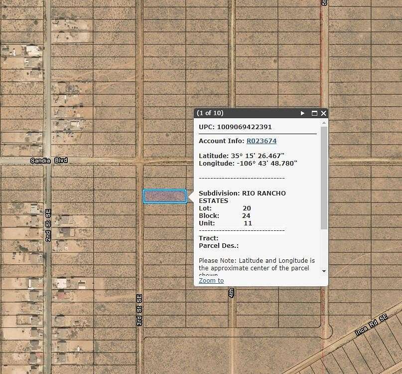 1 Acre of Residential Land for Sale in Rio Rancho, New Mexico