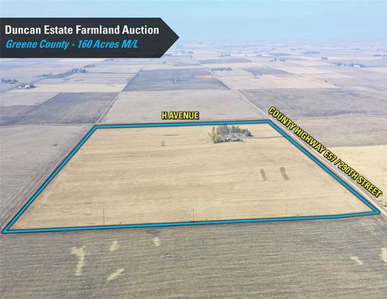 160 Acres of Agricultural Land for Auction in Scranton, Iowa