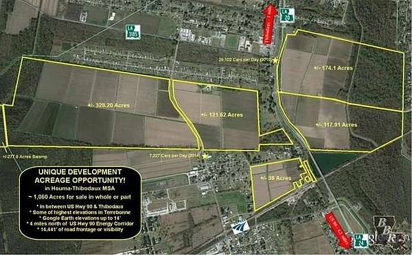 174 Acres of Land for Sale in Thibodaux, Louisiana