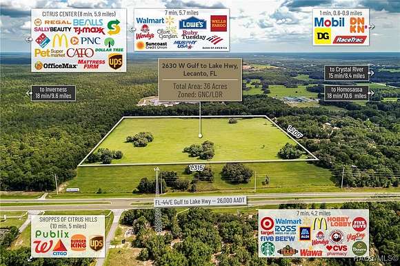 36 Acres of Mixed-Use Land for Sale in Lecanto, Florida