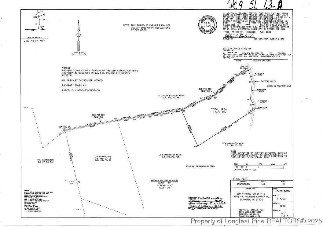 15.7 Acres of Land for Sale in Sanford, North Carolina