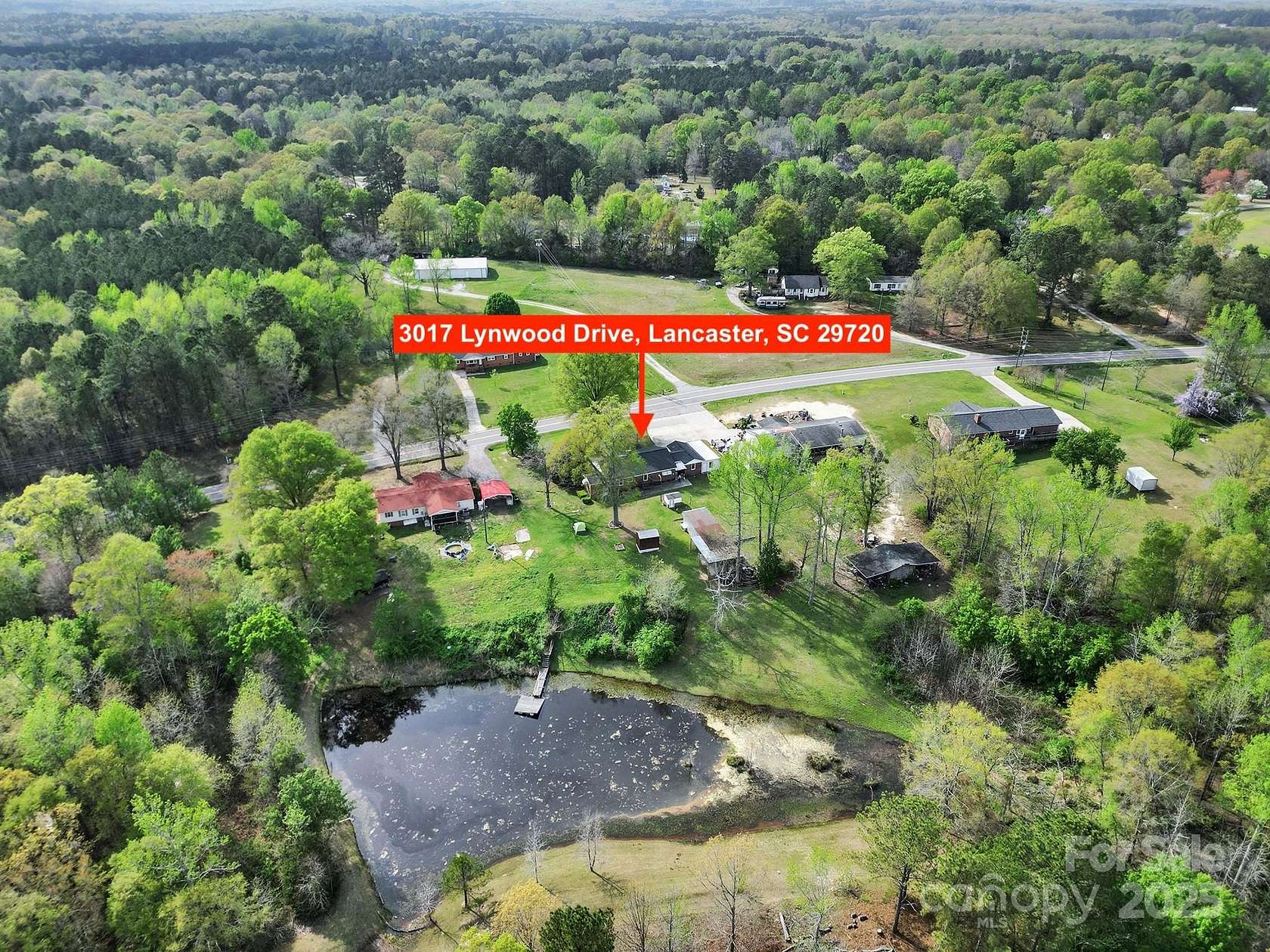 4.2 Acres of Residential Land with Home for Sale in Lancaster, South Carolina