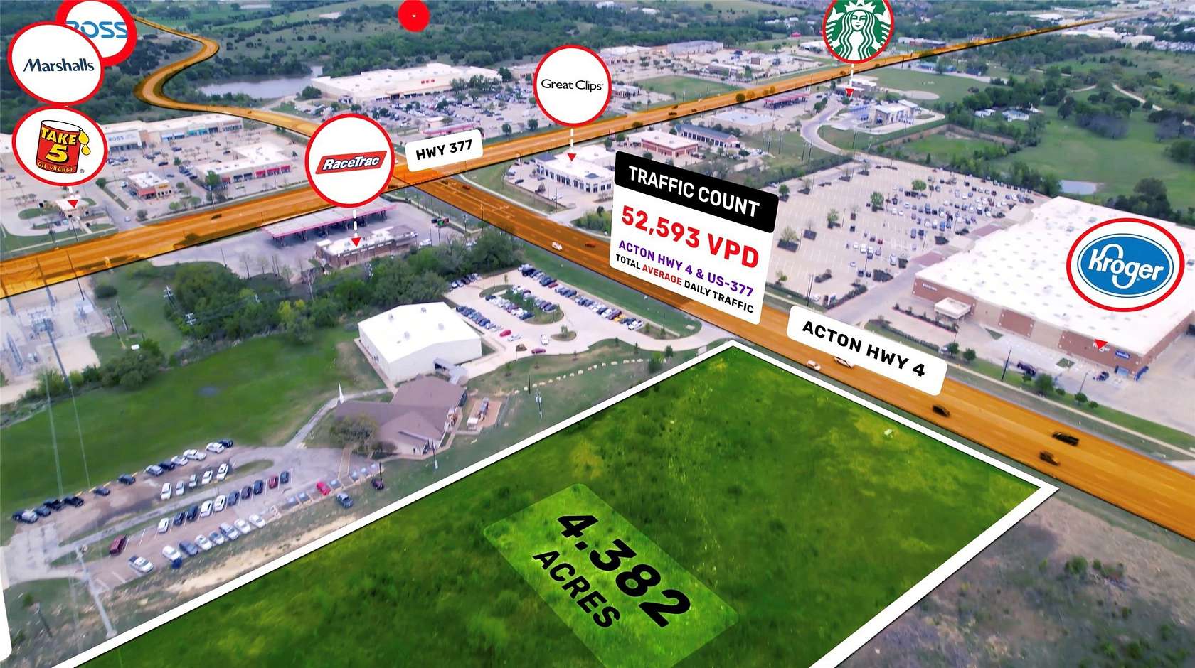 4.38 Acres of Commercial Land for Sale in Granbury, Texas