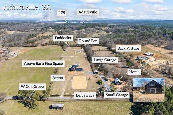 12.4 Acres of Land with Home for Sale in Adairsville, Georgia