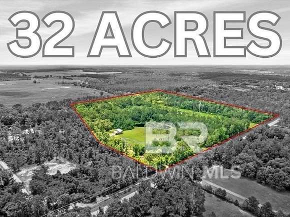 32 Acres of Recreational Land with Home for Sale in Robertsdale, Alabama