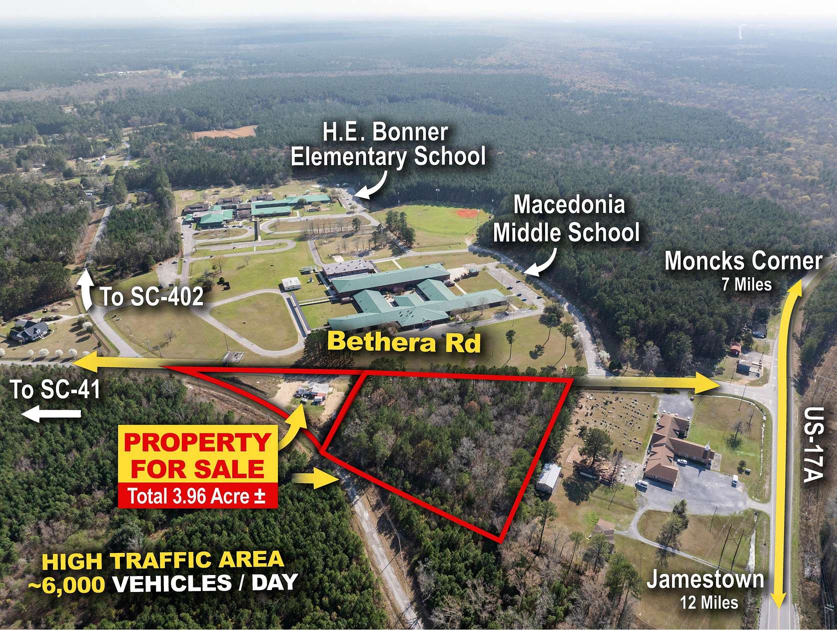 3 Acres of Commercial Land for Sale in Bonneau, South Carolina