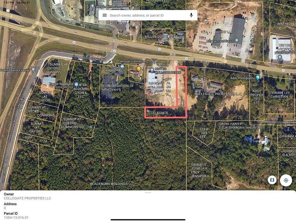 1.5 Acres of Commercial Land for Sale in Oxford, Mississippi