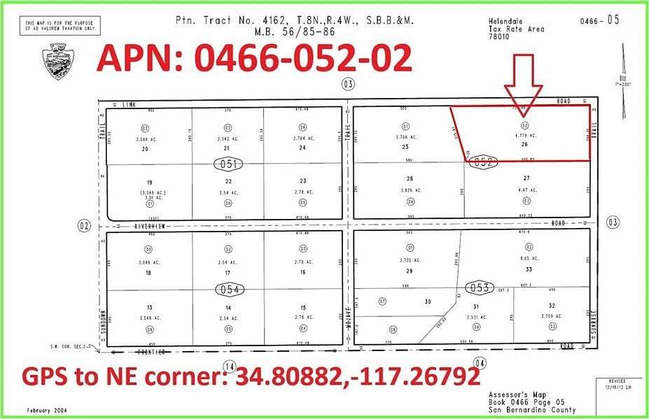 4.78 Acres of Land for Sale in Helendale, California