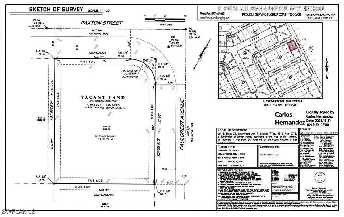 0.28 Acres of Residential Land for Sale in Lehigh Acres, Florida