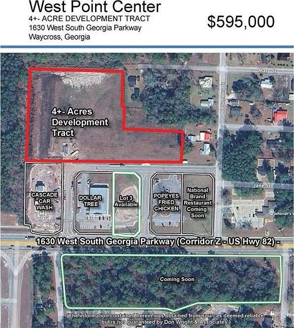 4 Acres of Commercial Land for Sale in Waycross, Georgia