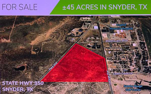 45 Acres of Commercial Land for Sale in Snyder, Texas