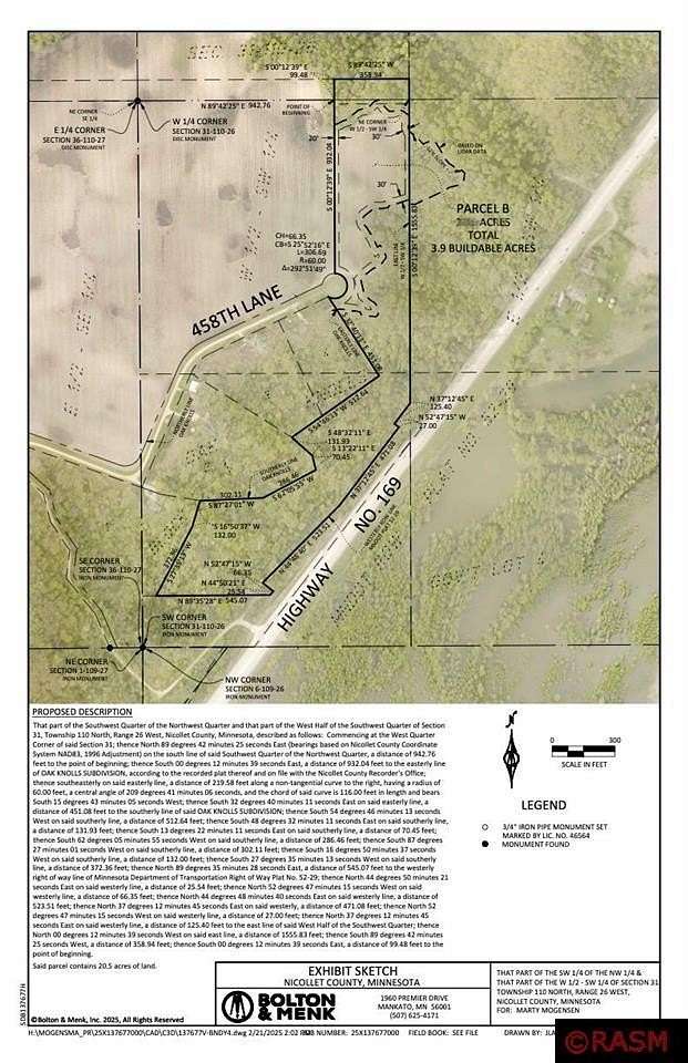 21.3 Acres of Recreational Land for Sale in St. Peter, Minnesota