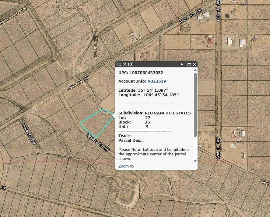 1.1 Acres of Residential Land for Sale in Rio Rancho, New Mexico