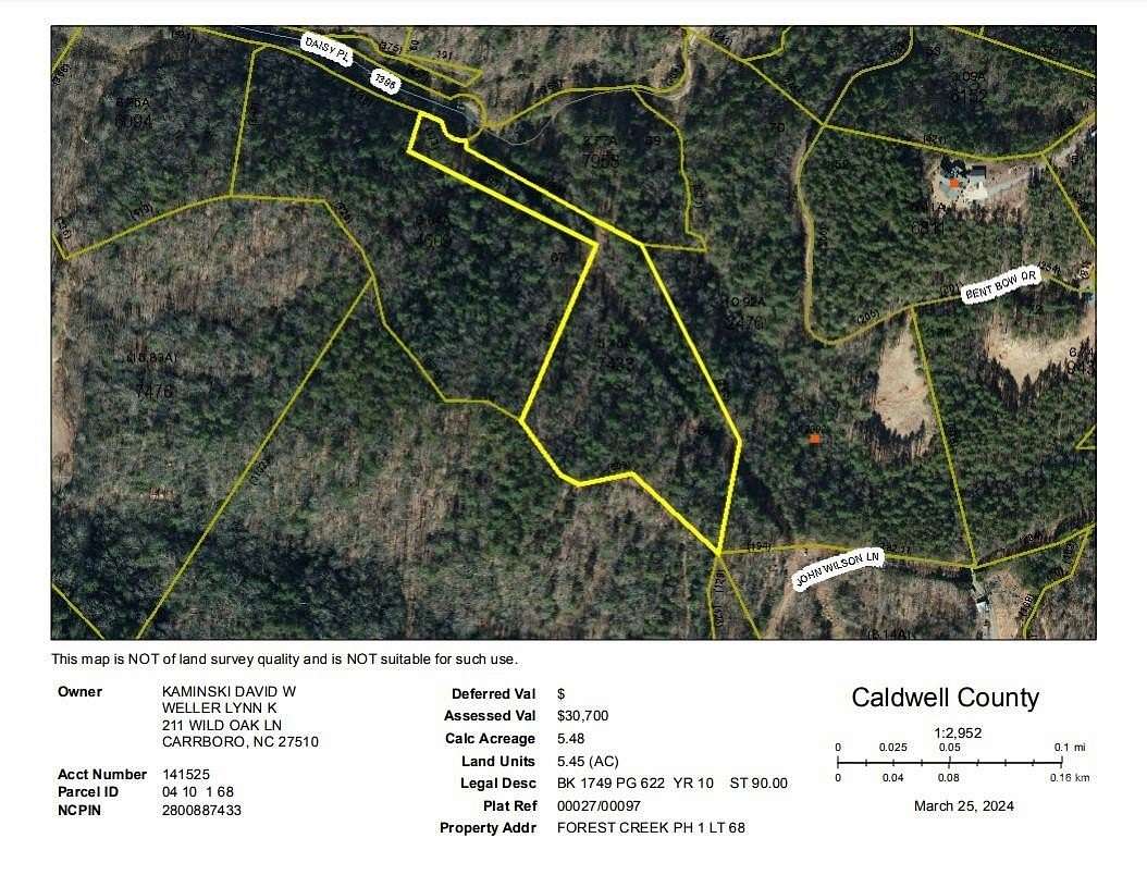 5.45 Acres of Residential Land for Sale in Collettsville, North Carolina
