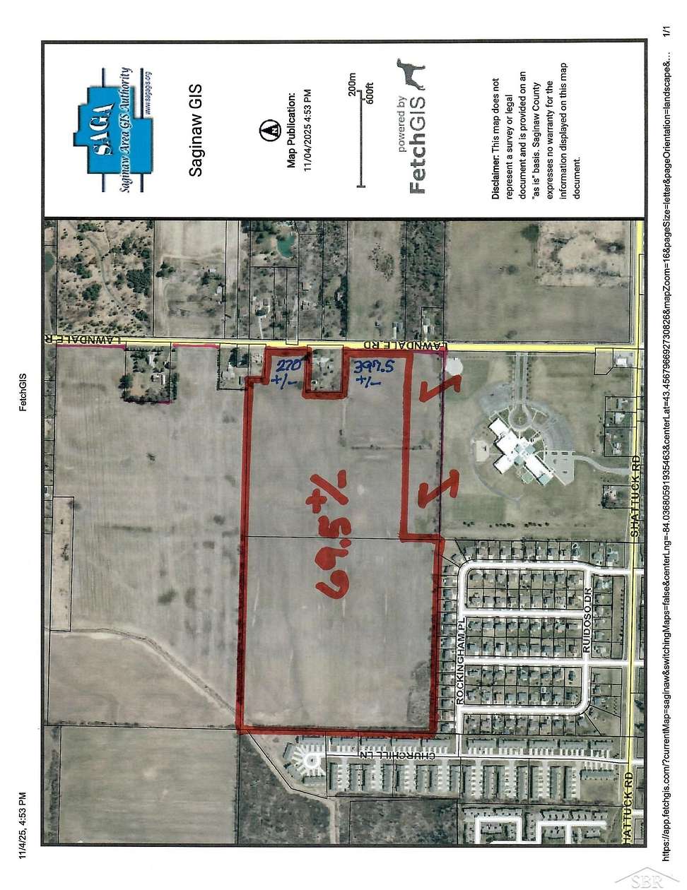 69.6 Acres of Land for Sale in Saginaw, Michigan