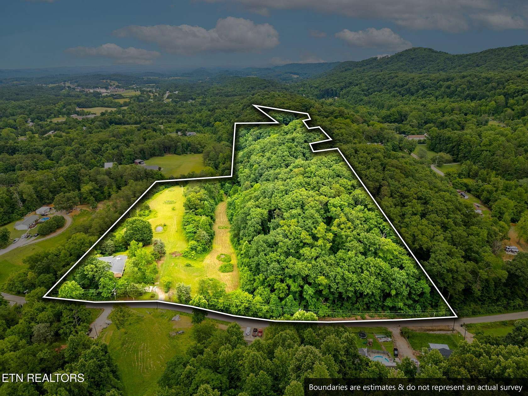 18.6 Acres of Land with Home for Sale in Knoxville, Tennessee
