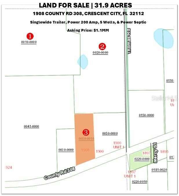 31.9 Acres of Land for Sale in Crescent City, Florida