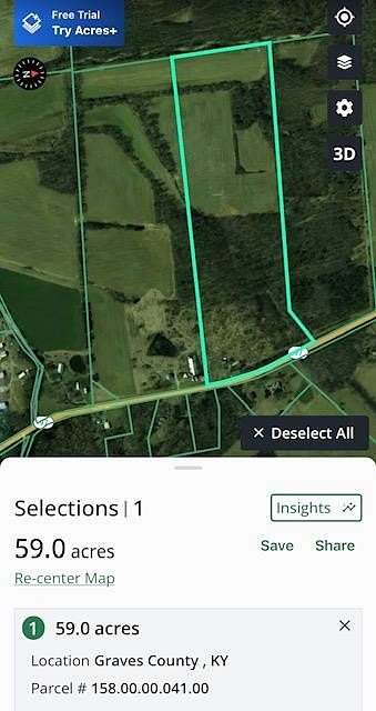 59 Acres of Agricultural Land for Sale in Farmington, Kentucky