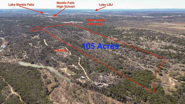 106 Acres of Agricultural Land for Sale in Marble Falls, Texas