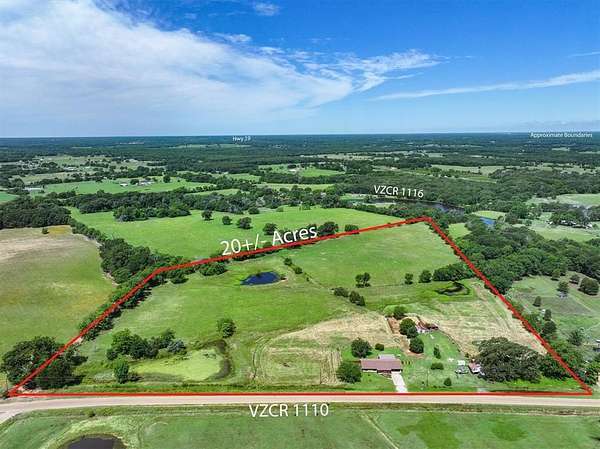 20.5 Acres of Agricultural Land with Home for Sale in Grand Saline, Texas