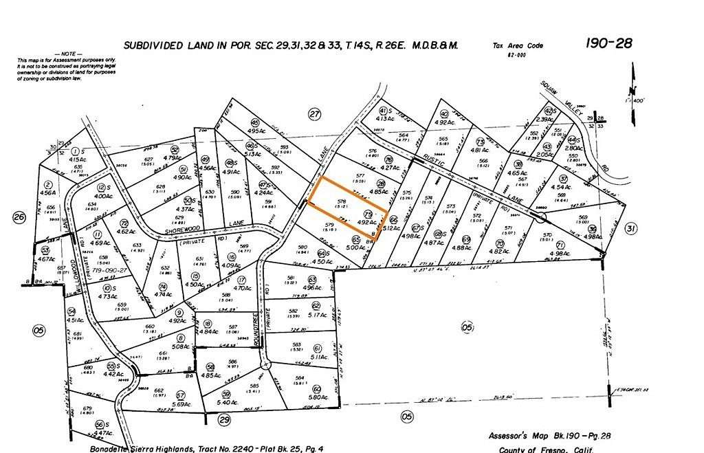 5 Acres of Residential Land for Sale in Squaw Valley, California