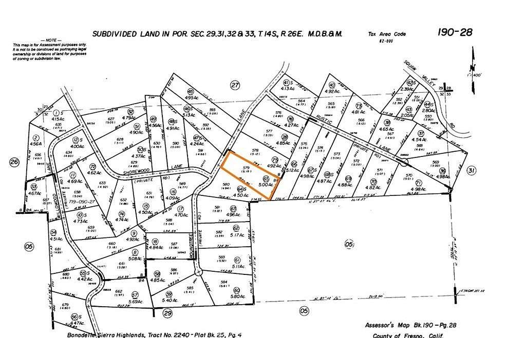 5 Acres of Residential Land for Sale in Squaw Valley, California