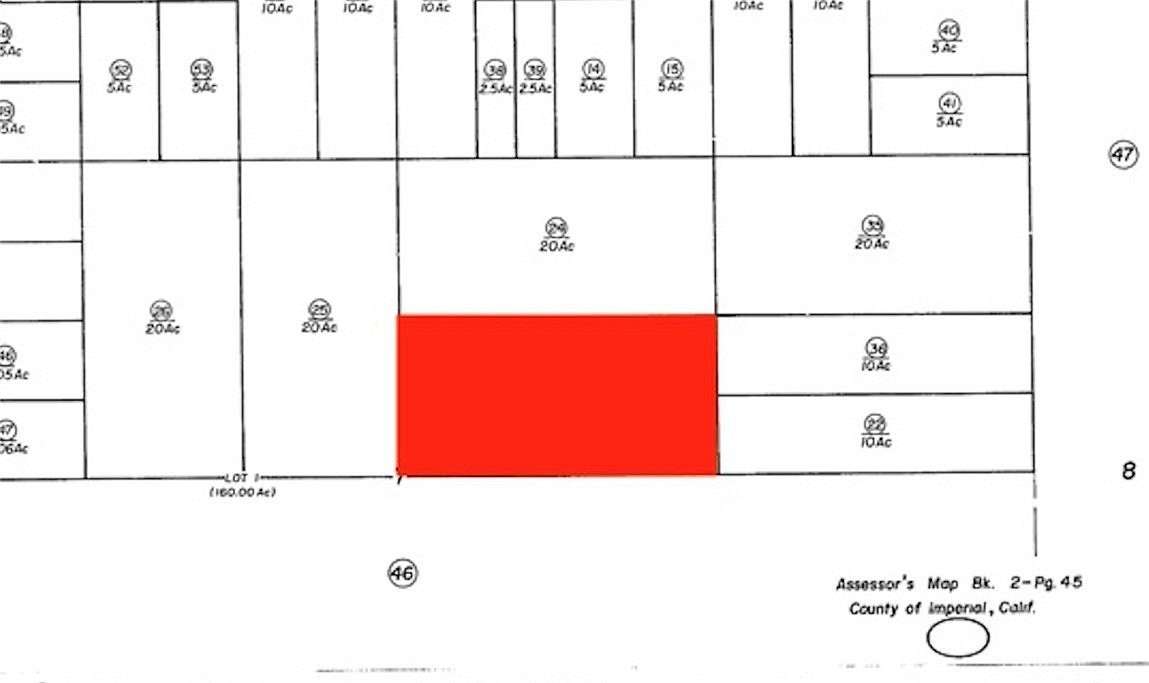 20 Acres of Recreational Land for Sale in Niland, California