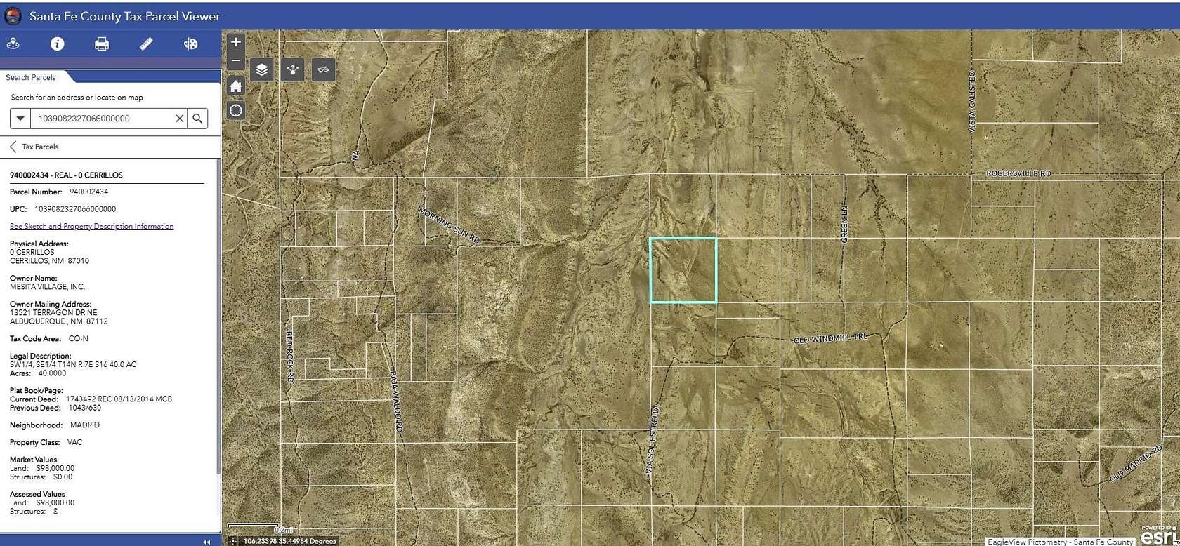 80 Acres of Recreational Land for Sale in Cerrillos, New Mexico
