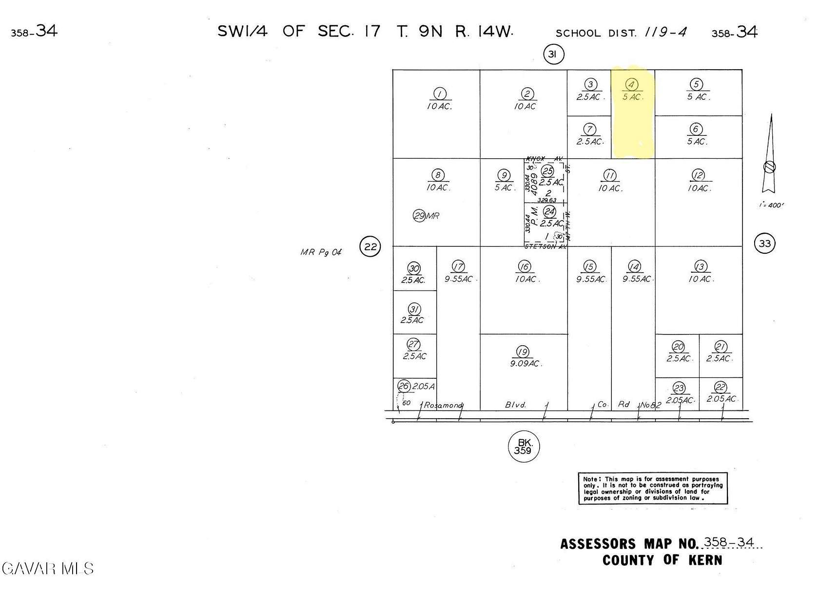 5 Acres of Residential Land for Sale in Rosamond, California