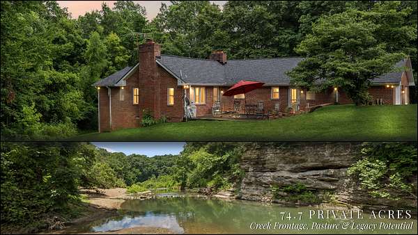 74.7 Acres of Agricultural Land with Home for Sale in Charlotte, Tennessee