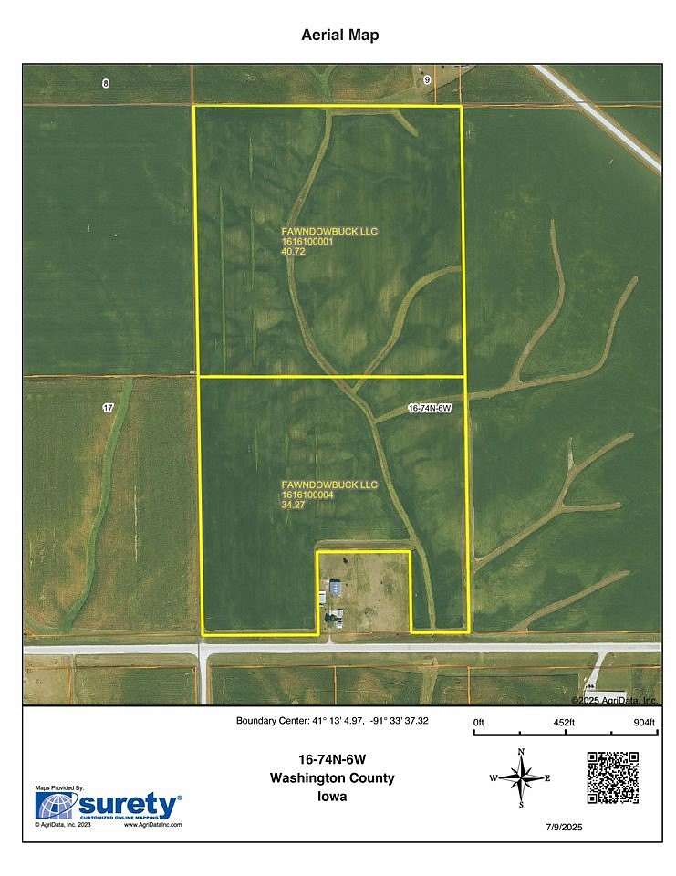74.2 Acres of Agricultural Land for Sale in Crawfordsville, Iowa