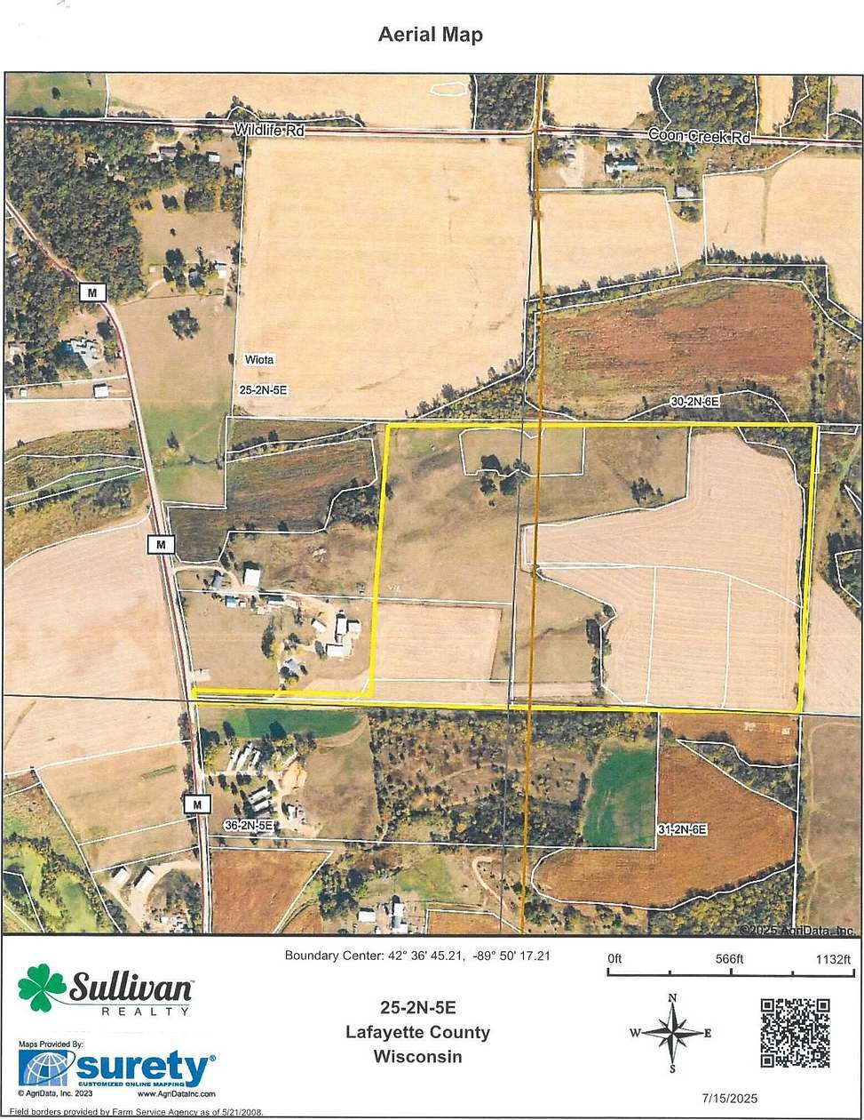 60.7 Acres of Agricultural Land for Sale in Wiota, Wisconsin