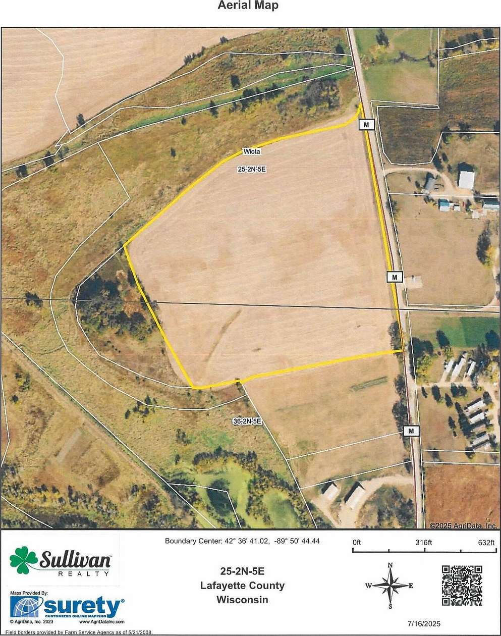 23.4 Acres of Agricultural Land for Sale in Wiota, Wisconsin