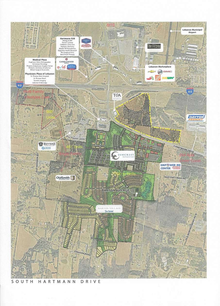 7.12 Acres of Commercial Land for Sale in Lebanon, Tennessee