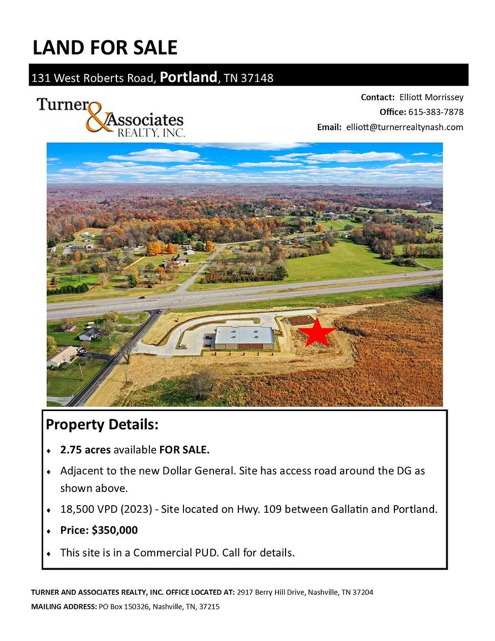 2.75 Acres of Commercial Land for Sale in Portland, Tennessee