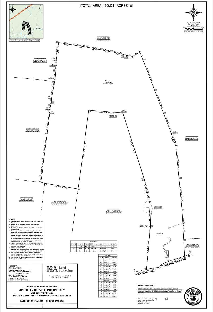 95 Acres of Agricultural Land for Sale in Lebanon, Tennessee