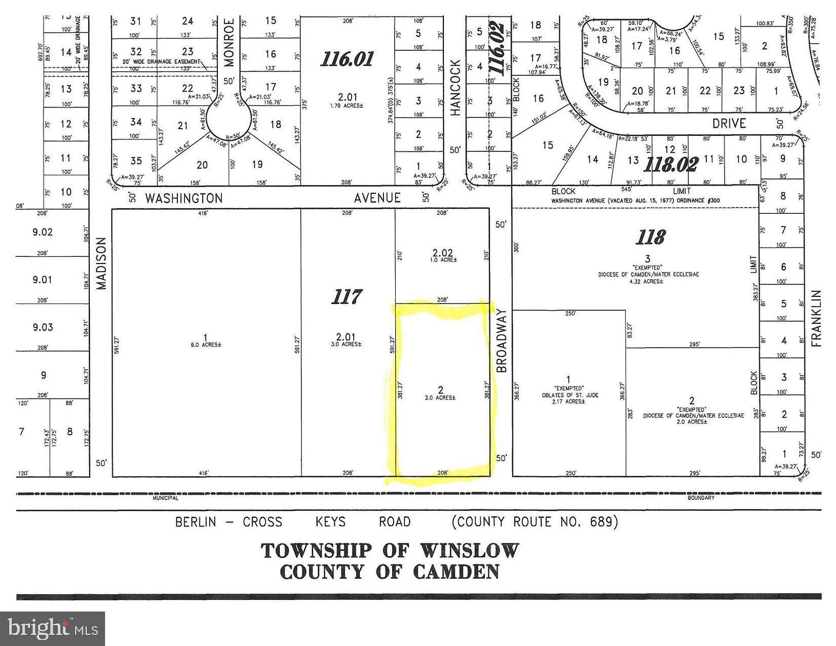2 Acres of Commercial Land for Sale in Pine Hill, New Jersey