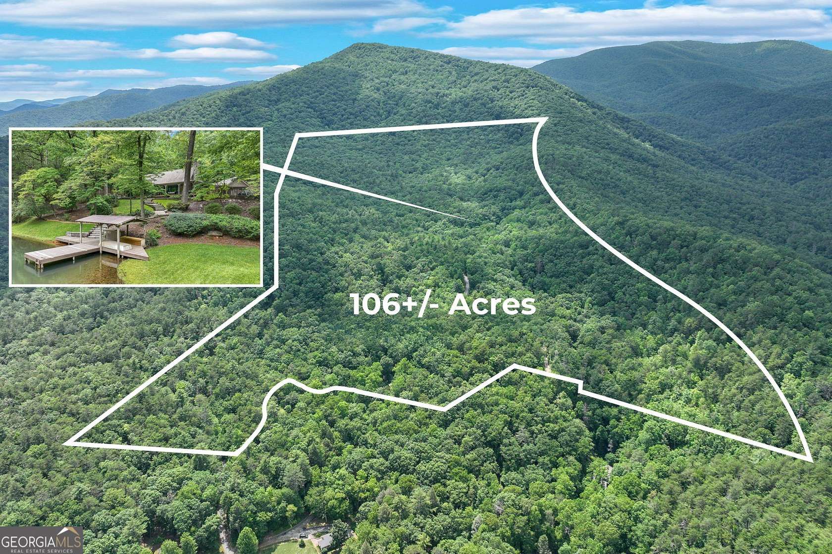 107 Acres of Recreational Land with Home for Sale in Clarkesville, Georgia