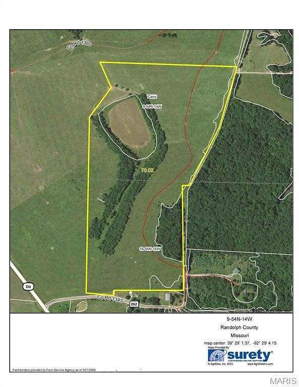 69 Acres of Agricultural Land for Sale in Cairo, Missouri