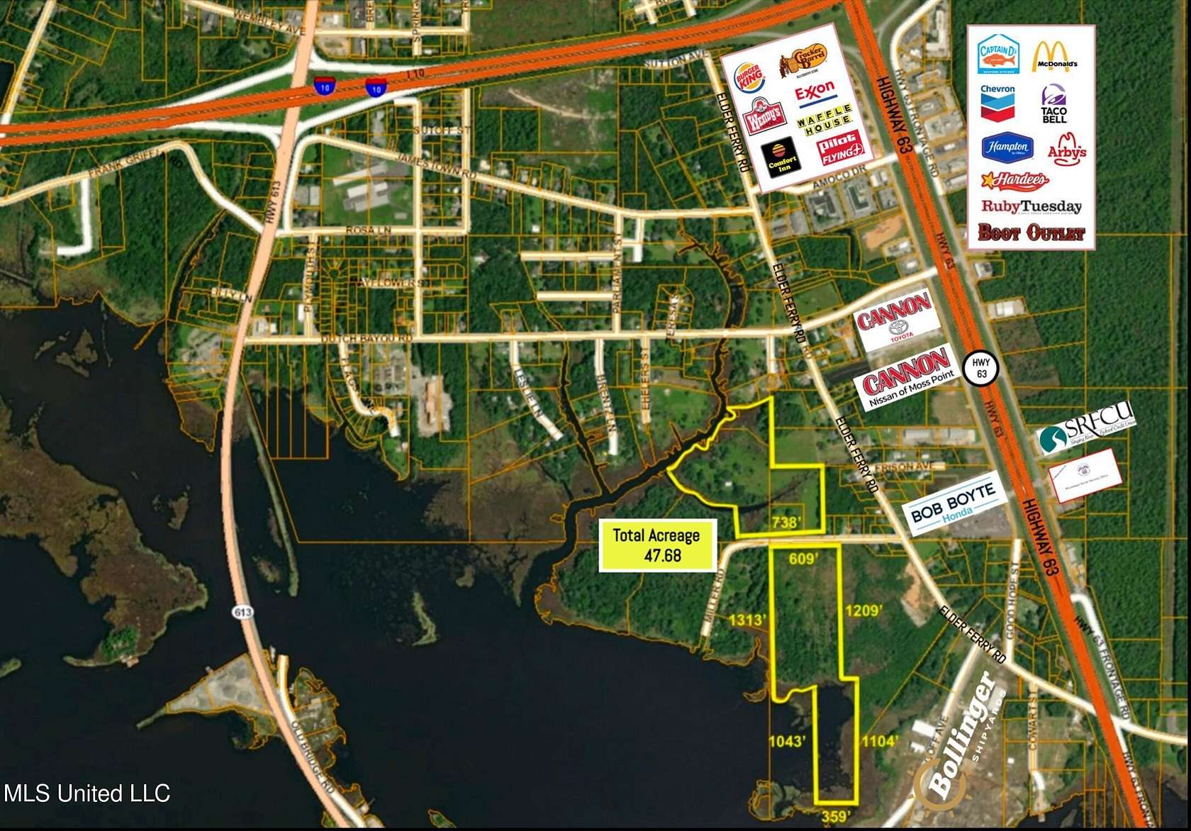 47.7 Acres of Commercial Land for Sale in Moss Point, Mississippi
